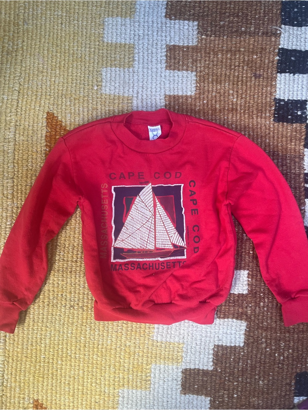 Rabbit Skins Red Crewneck with Sailboat Graphic